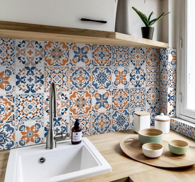 keramik dinding dapur motif bunga terbaru